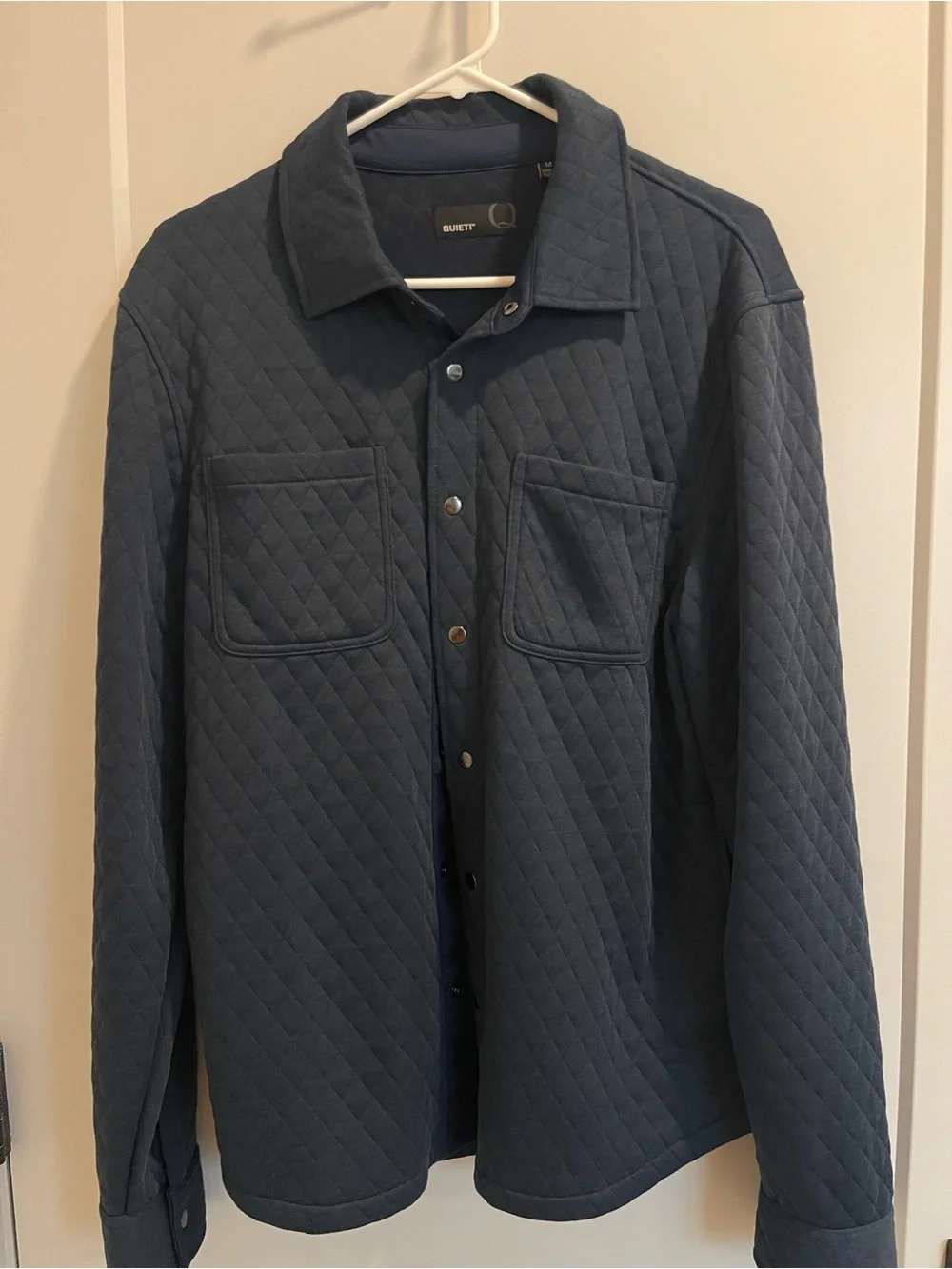 Quilted Navy Lightweight Shirt Jacket by QUIETI